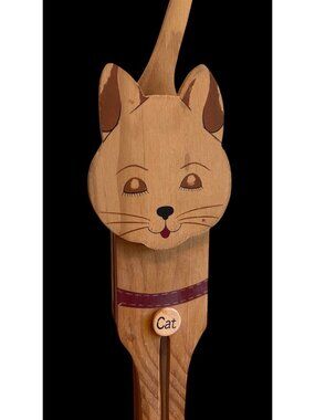 Vintage Hand-Painted Wooden Cat Doorstop Decorative Kitty Figurine